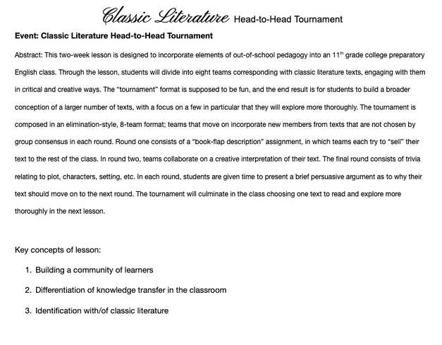 Curriculum text abstract