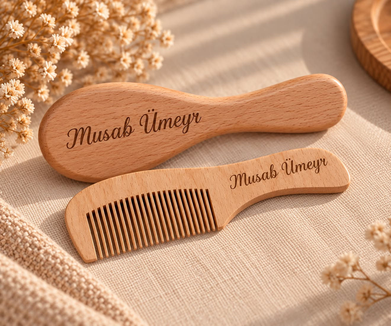 Gepersonaliseerd Houten Baby Haarborstel & Kam set