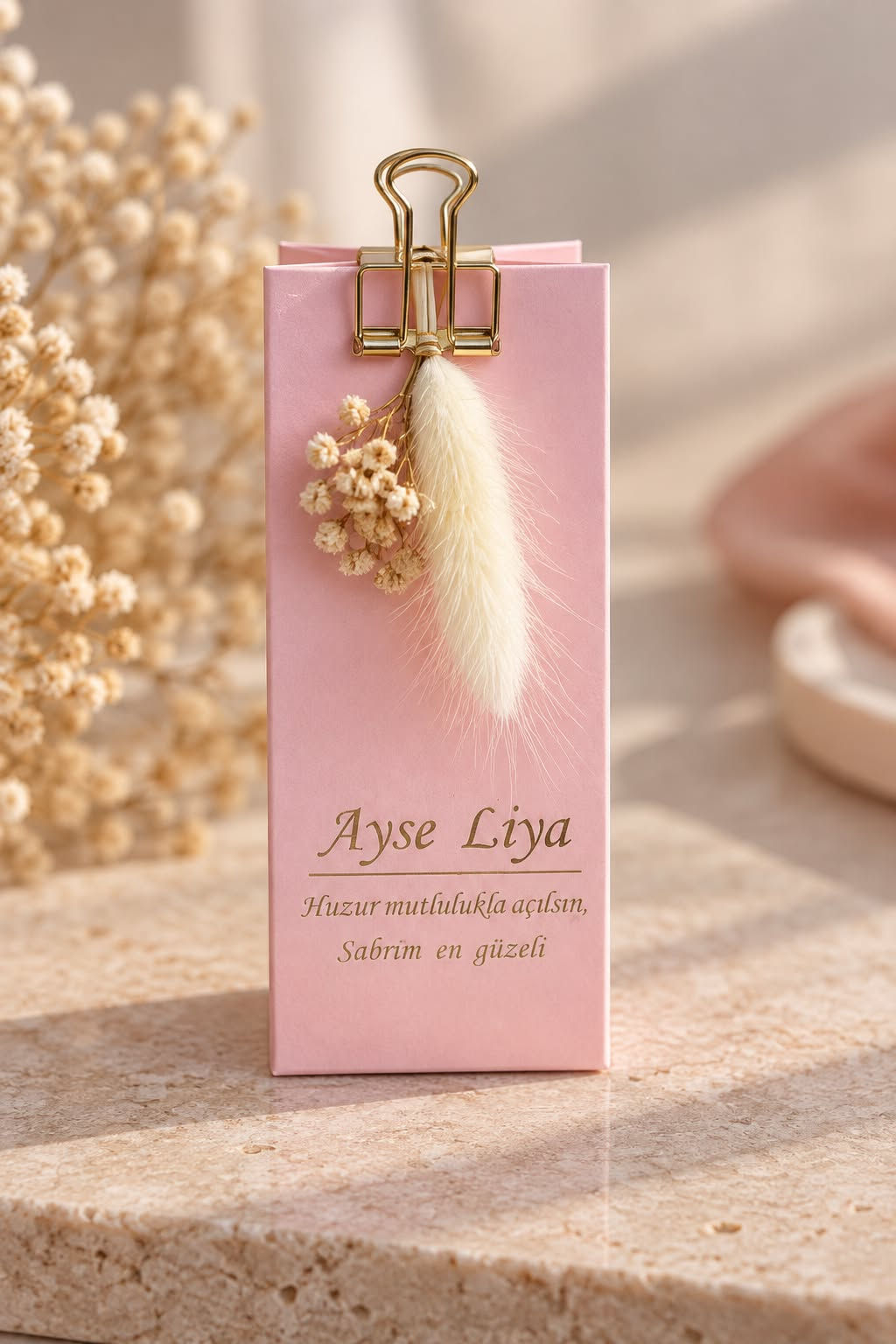 Luxe Gepersonaliseerde Traktatiedoosje met Droogbloem & Clip