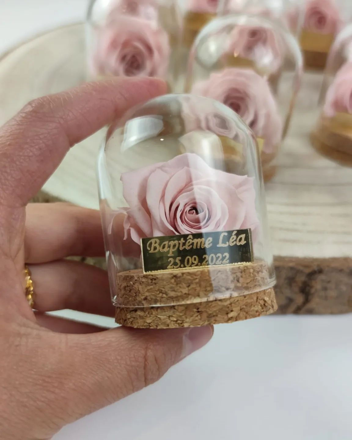 Glazen stolp met longlife rozen