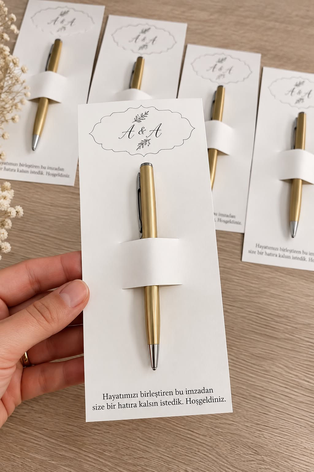 Luxe Gepersonaliseerde Huwelijksbedankjes/Kaart met Gouden Pen