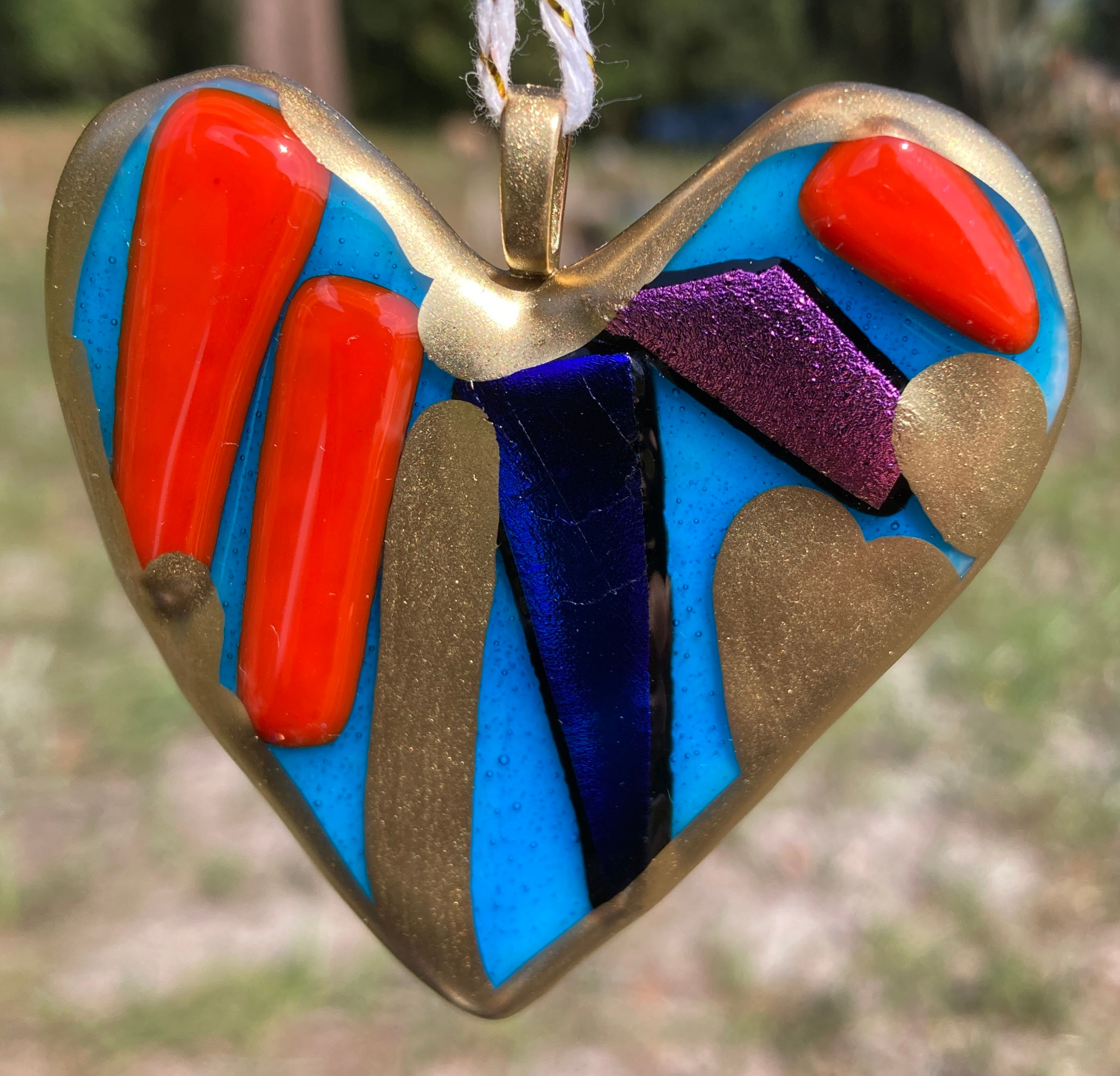 Atelier Glass Studio Fused Glass Heart Ornaments - Aqua