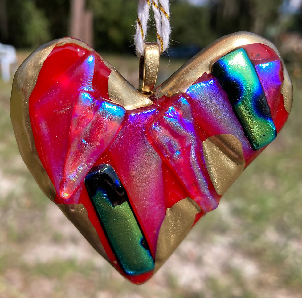 Thumbnail: Atelier Glass Studio Fused Glass Heart Ornaments - Reds