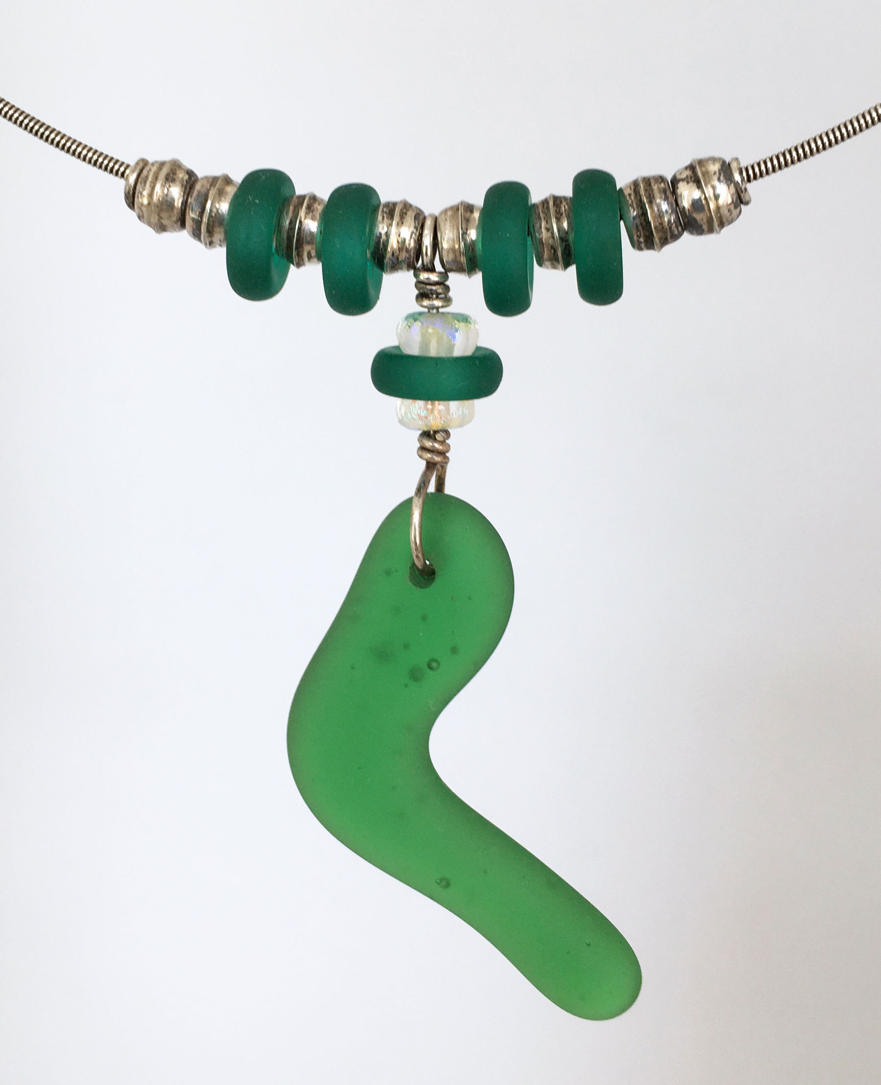 White Light Seaglass Necklace