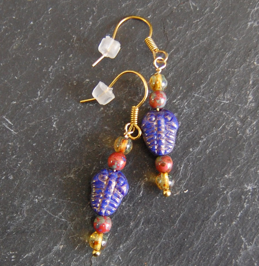 Thumbnail: Galloway Czech Glass Trilobite Earrings