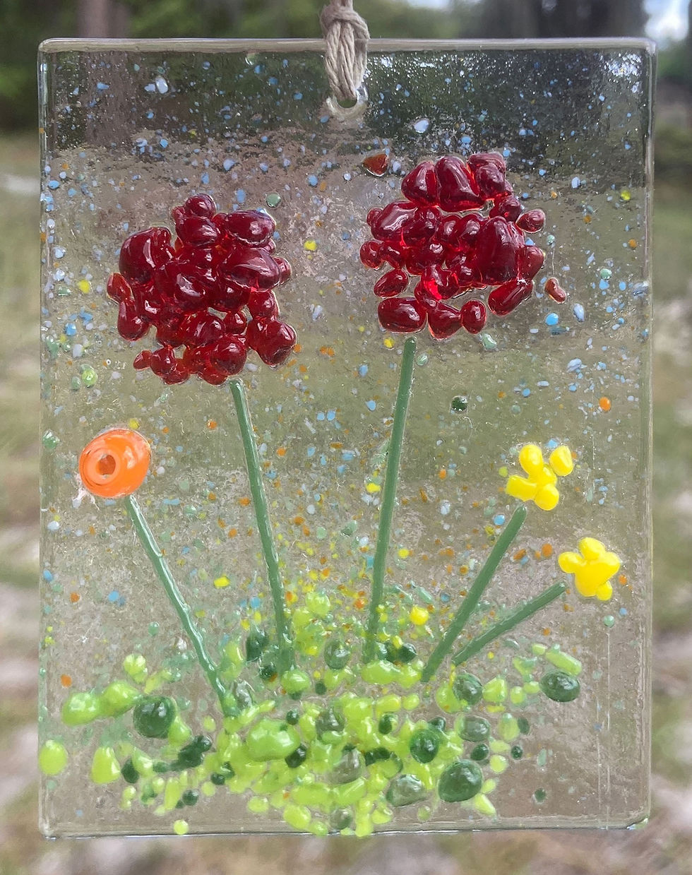Thumbnail: Creative Fusion Glass Suncatchers - Red Wildflowers