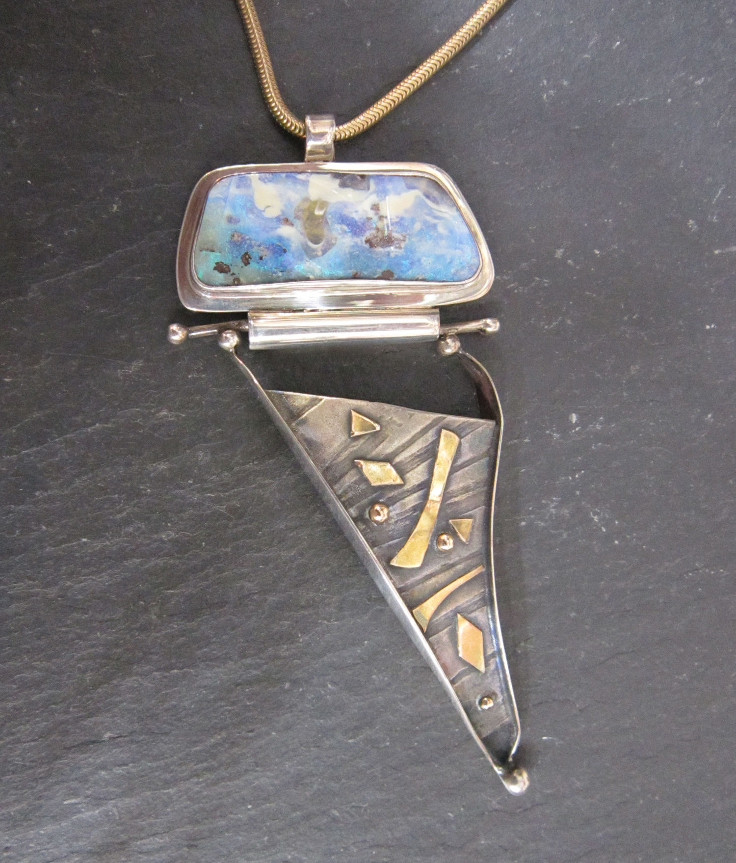 Twigg Necklace with Silver & Gold Accents & Opal