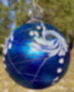 Vines Art Glass swirl ornament in cobalt