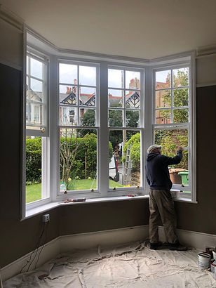 bay window being painted