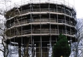scaffolding around a tower