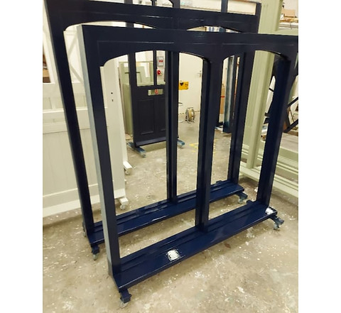 blue window frames