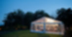 Marquee outdoors at twilight