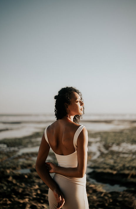 woman looking over horizon