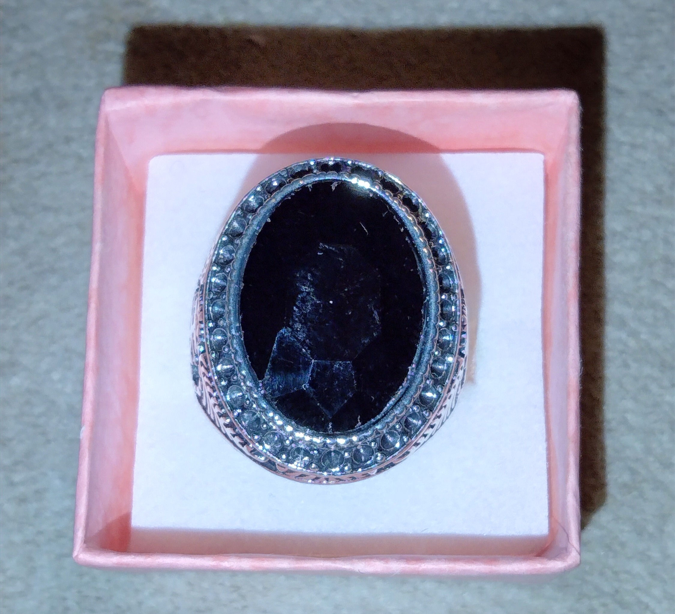 Black Onyx Sterling Silver Ring Size 9
