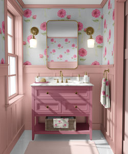 Whispering Dahlia wallpaper in dusty blue