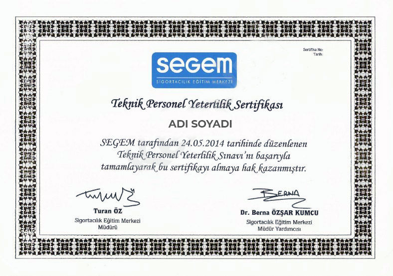 Segem Belgesi örneği