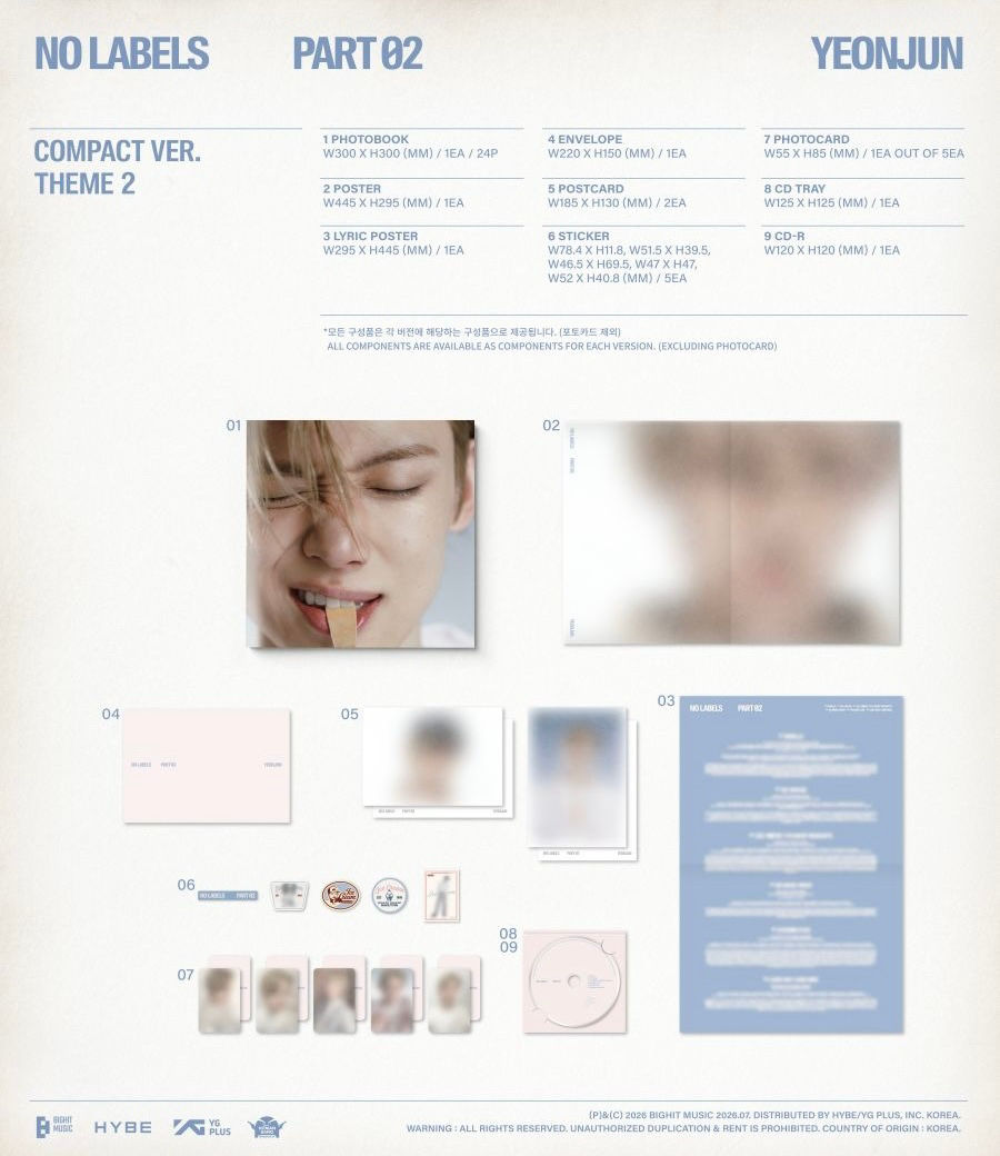 Miniature : Contenu de (TXT) YEONJUN – [NO LABELS: PART 02] (Compact Ver. Theme 2) incluant photobook, poster et CD.