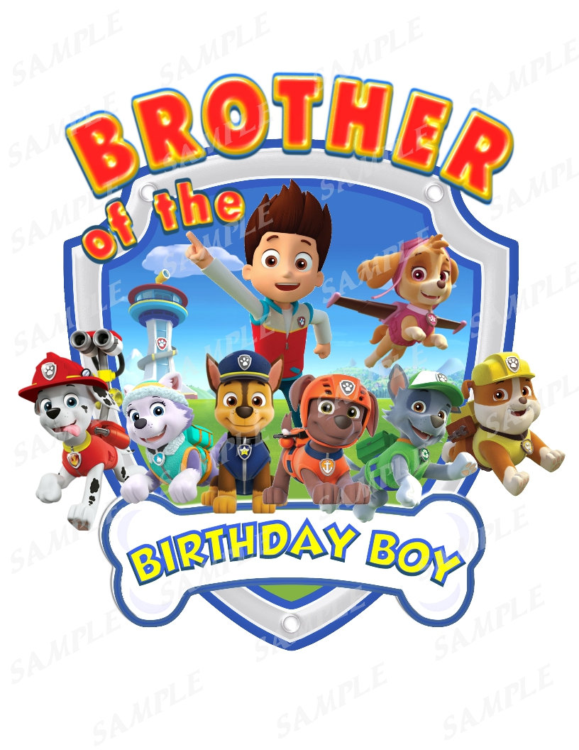 Download Paw Patrol Birthday Shirt Iron On Transfer Brother Of The Birthday Boy