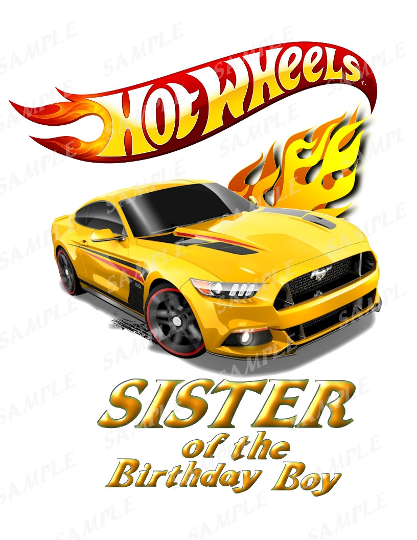 Download Hot Wheels Birthday Shirt Iron On Transfer Printable Png Sister