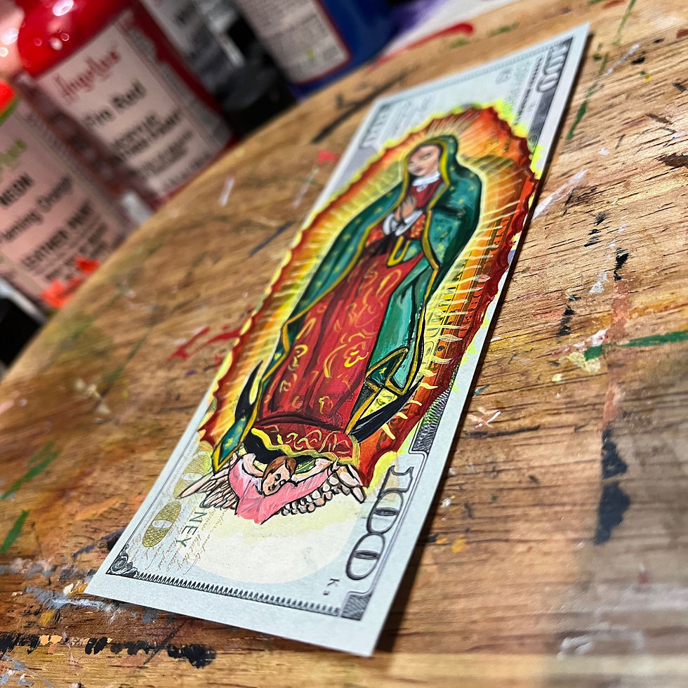 Thumbnail: Original  La Virgencita  Bill PAINTING Wall Mount Floating Frame