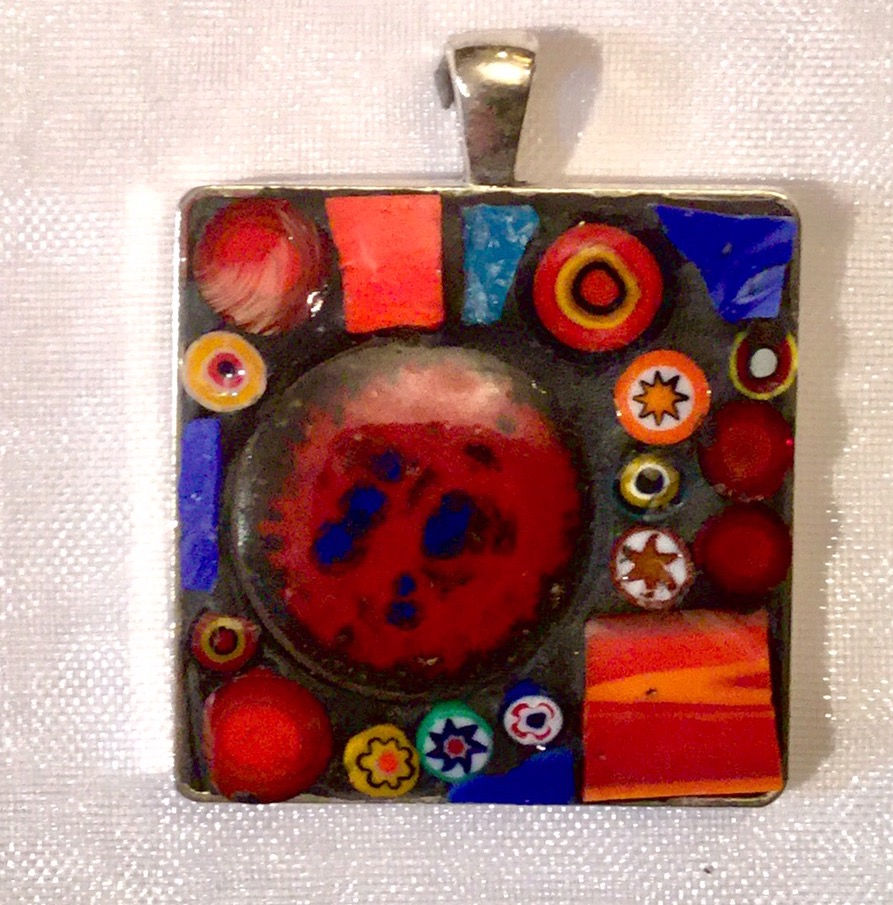 1 1/8" square mosaic pendant
