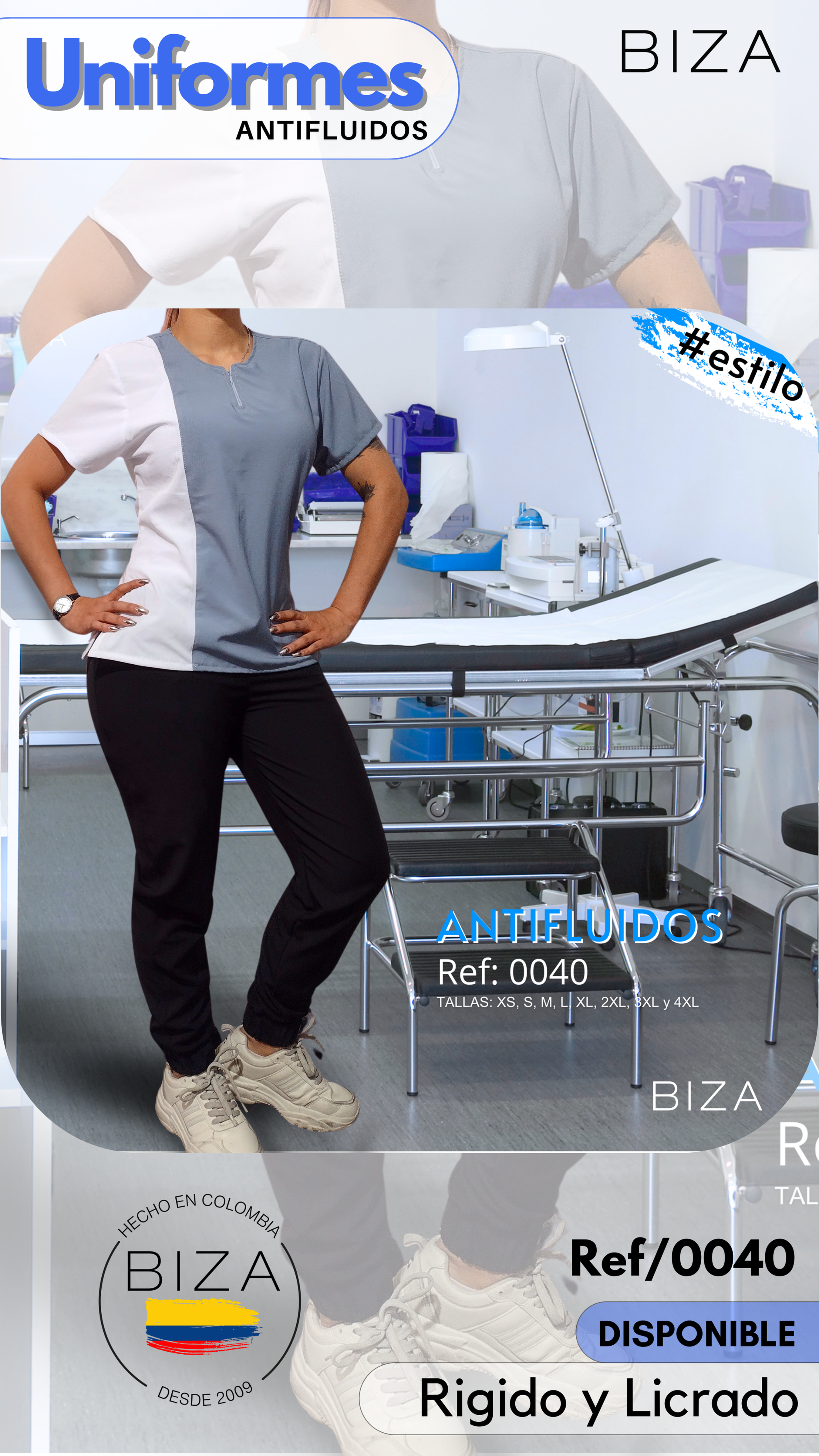 Uniforme Antifluido Licrado  Ref:0040