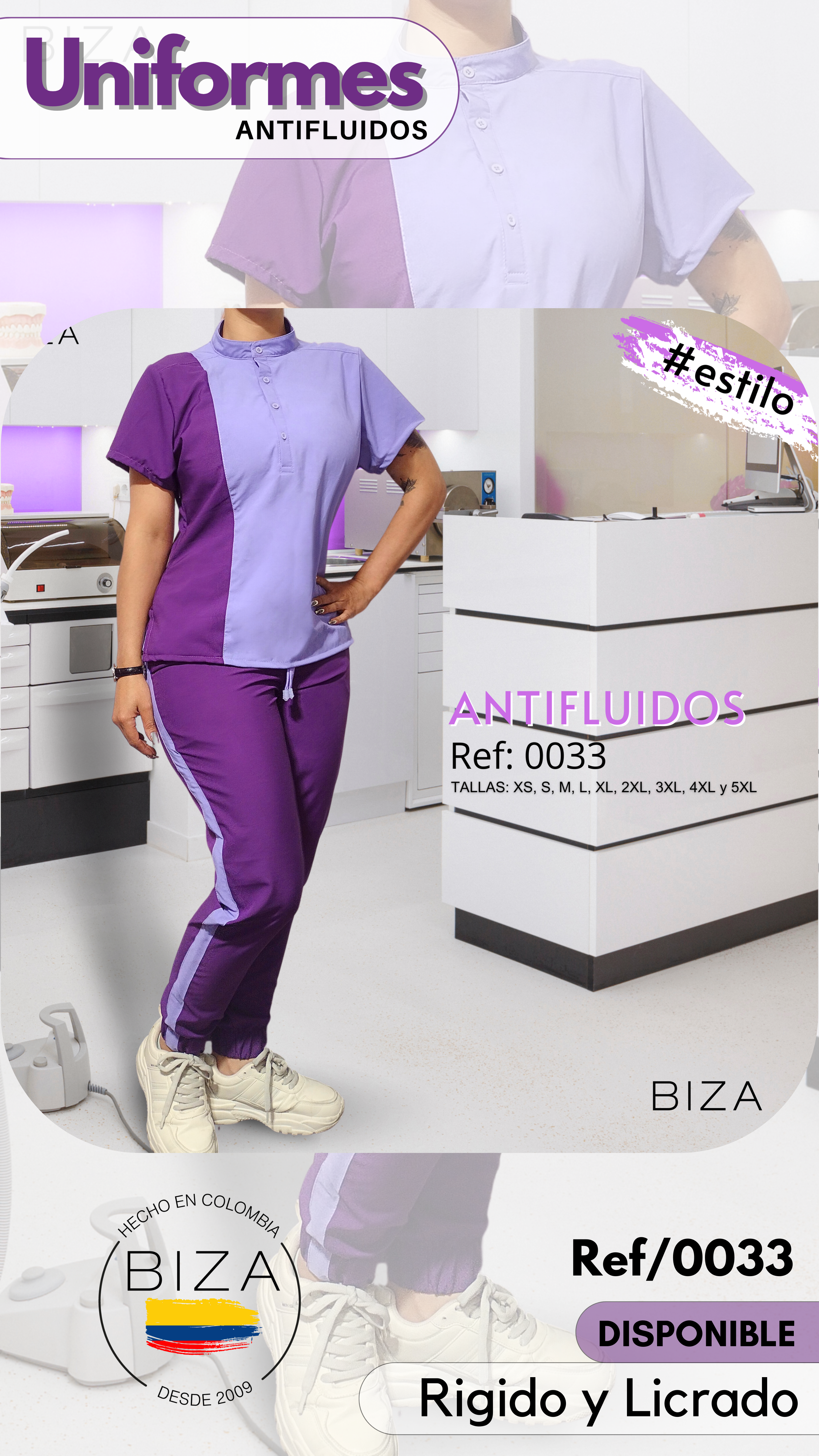 Uniforme Antifluido Licrado  Ref:0033