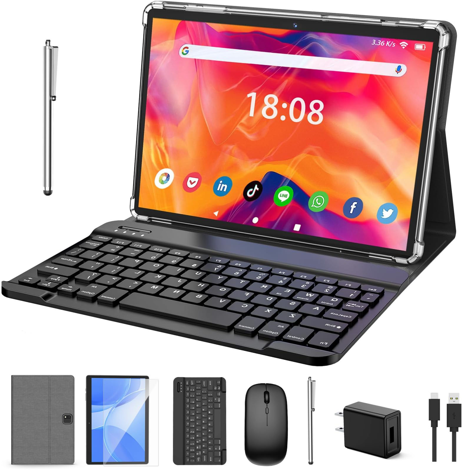 RliyOliy Tablet with Keyboard 2 in 1 Tablet 6GB+128GB 1TB Expand Android 13 Tabl