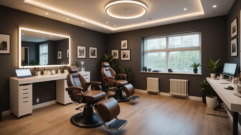 Eye-level view of a serene brow studio with microshading equipment