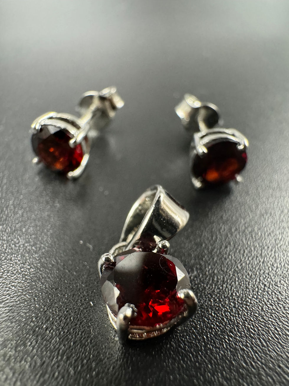Thumbnail: Natural Garnet Silver Set