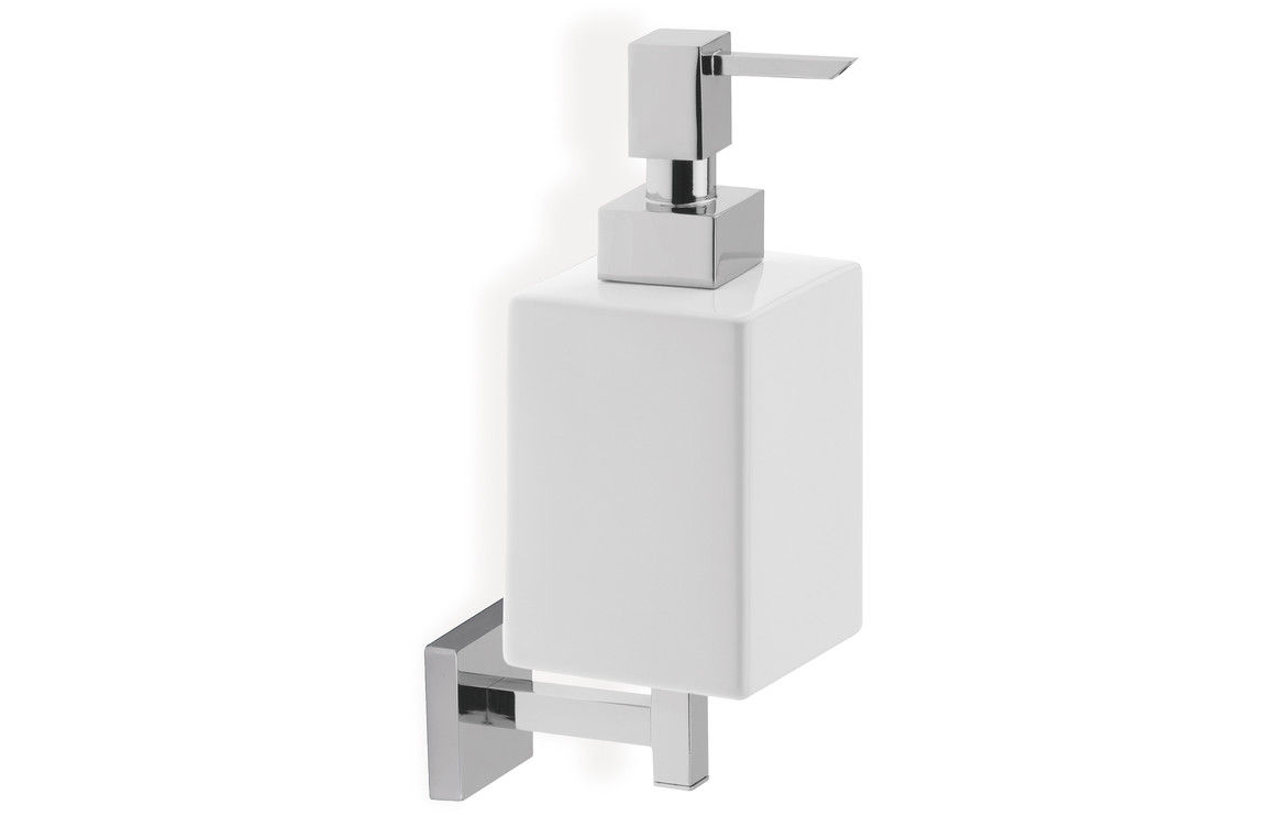 Veloce Wall Mounted Soap Dispenser Chrome & White