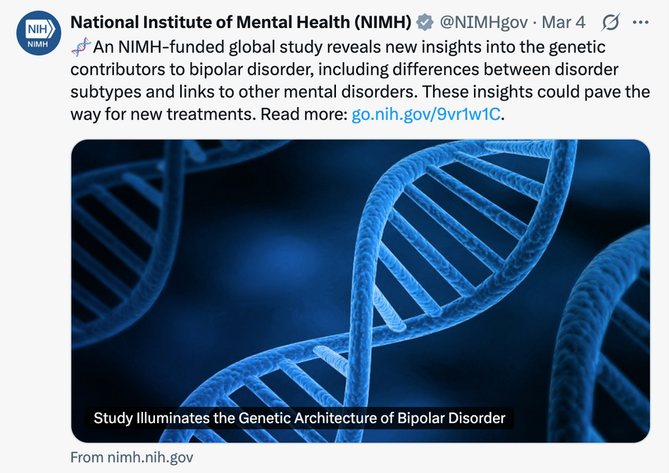 X post on a bipolar study.