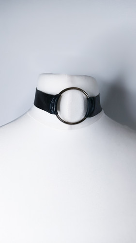 Black Latex O Ring Choker Collar Rubber Neckace 25mm Wide Website