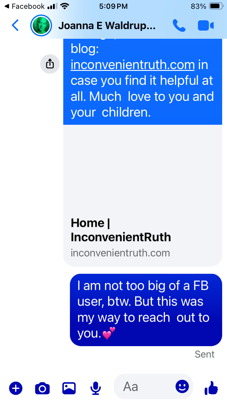 My FB messages to Jo Casteel