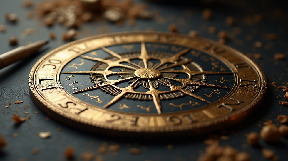 Eye-level view of zodiac wheel showing all twelve star signs