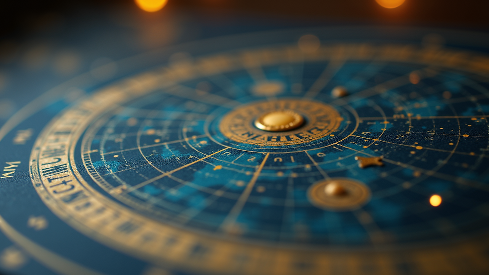 Close-up of astrology chart with planetary positions