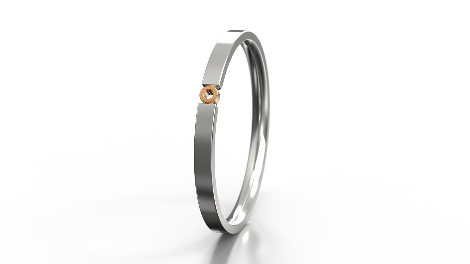 'O' 2 Colour Ring Silver 9ct Rose Gold