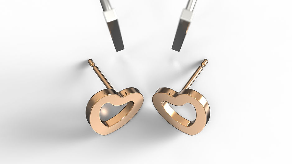 square drop earrings and heart earrings 