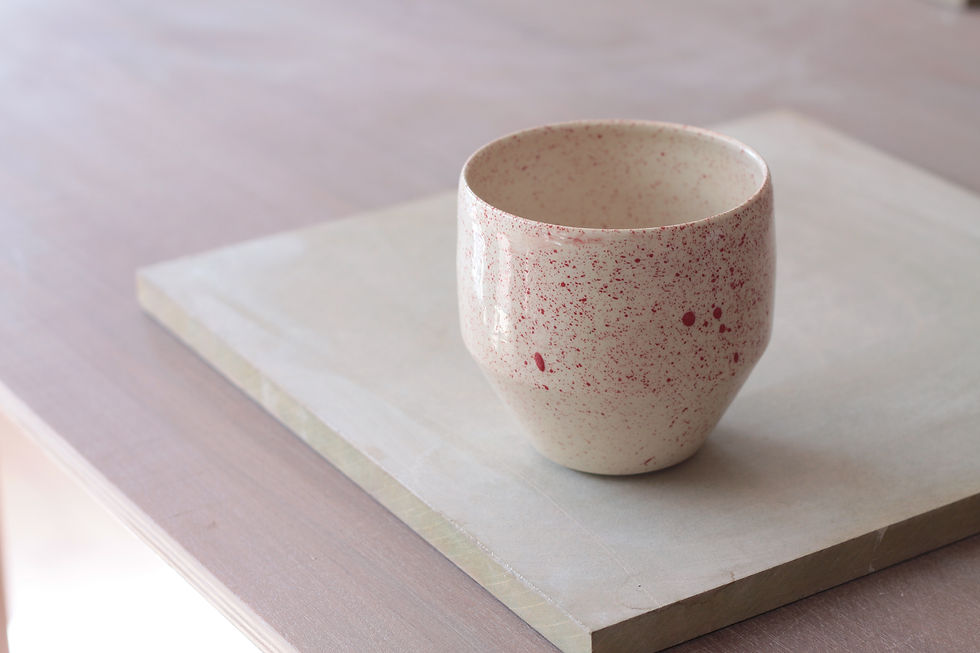 Thumbnail: vase | tan stoneware, hand-painted