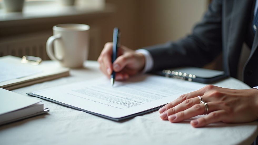 High angle view of a wedding planner organizing documents