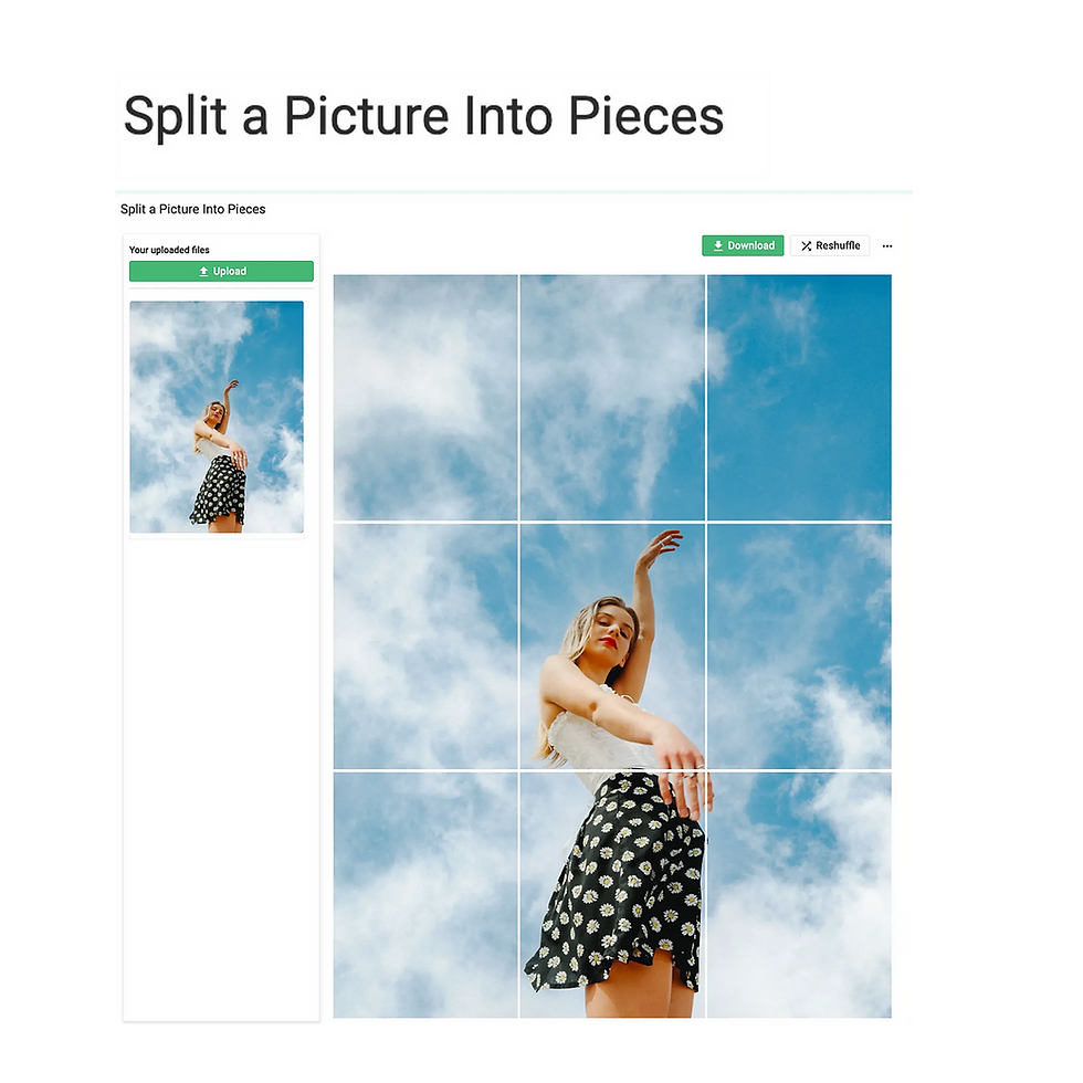 Split a picture into pieces in Snapied
