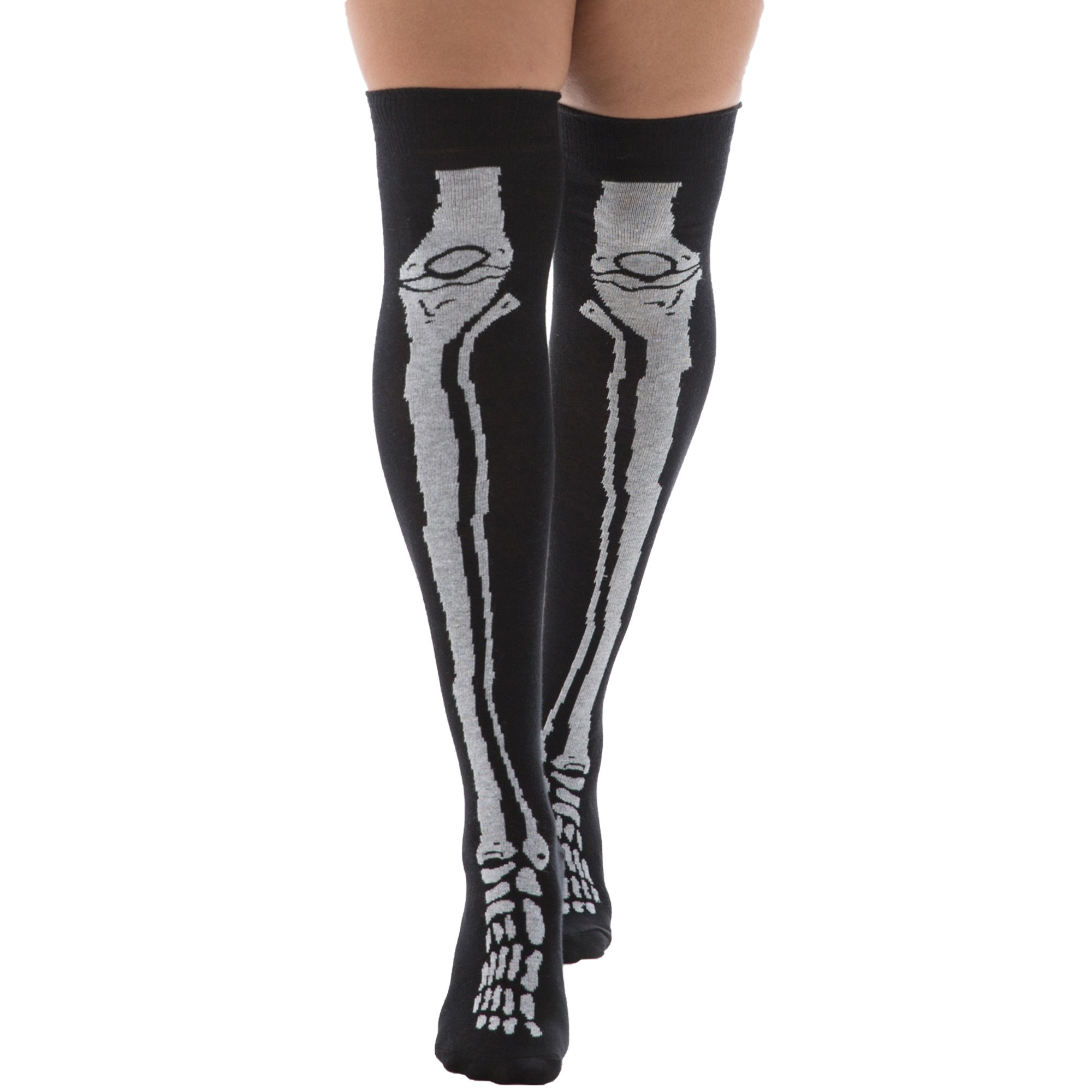 High Socks Goth Bones For Women Malka Chic | Black and White