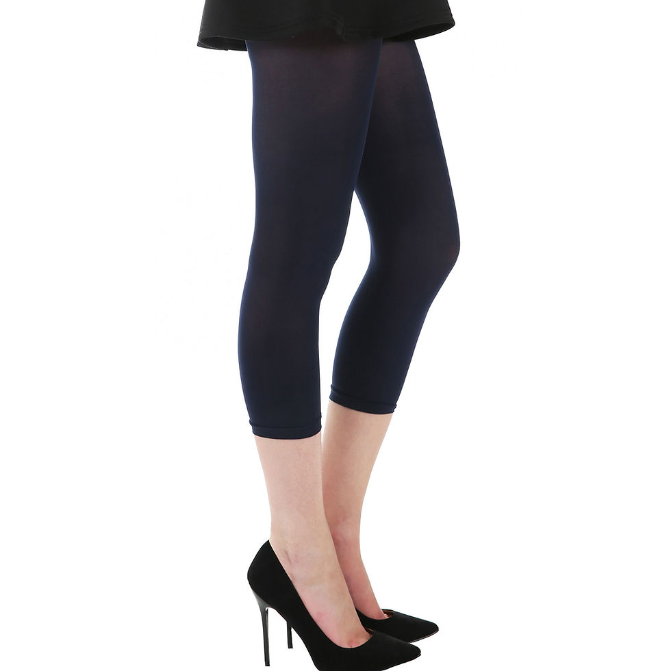 Navy Blue Capri Footless Tights For Women Malka Chic