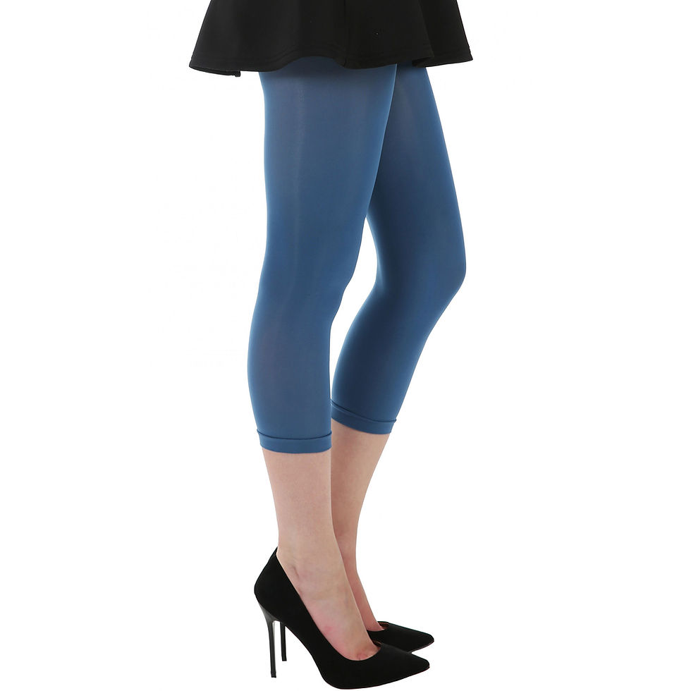 Denim Blue Capri Footless Tights For Women Malka Chic