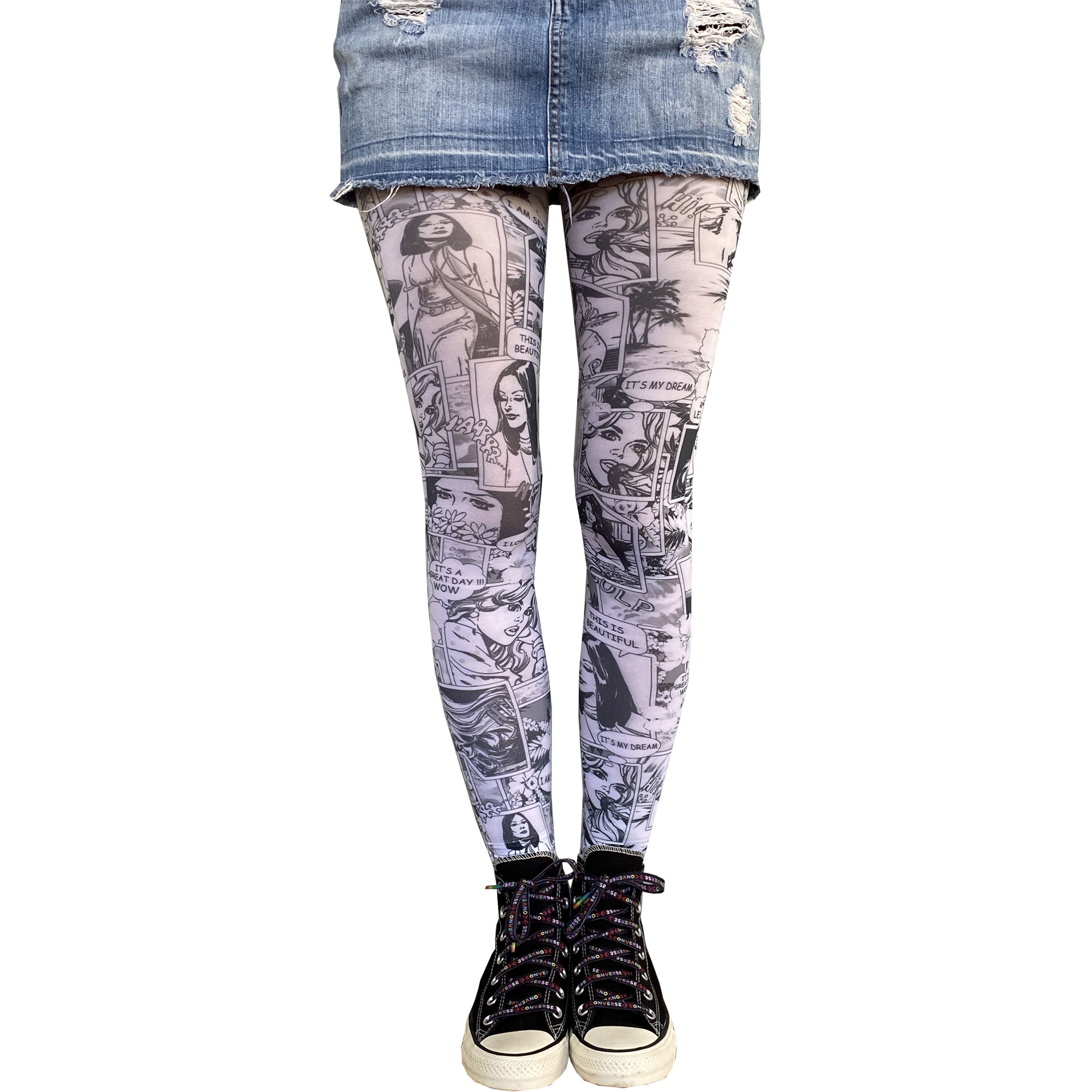 White Patterned Tights comics for Women