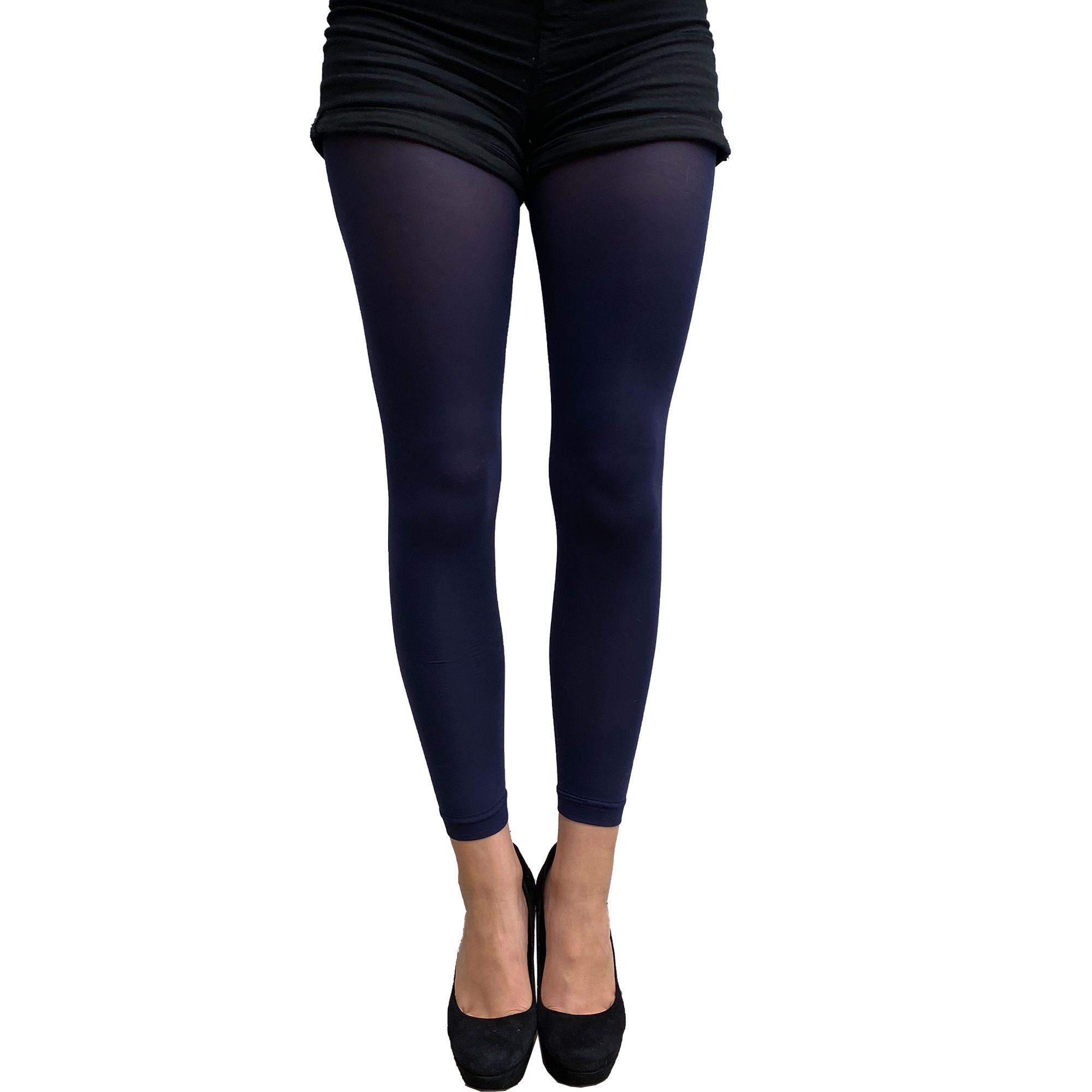 Dark Blue Footless Tights For Women Malka Chic