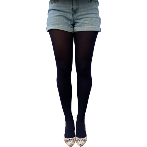 Navy Blue Opaque Tights 80 D Plus Size Malka Chic