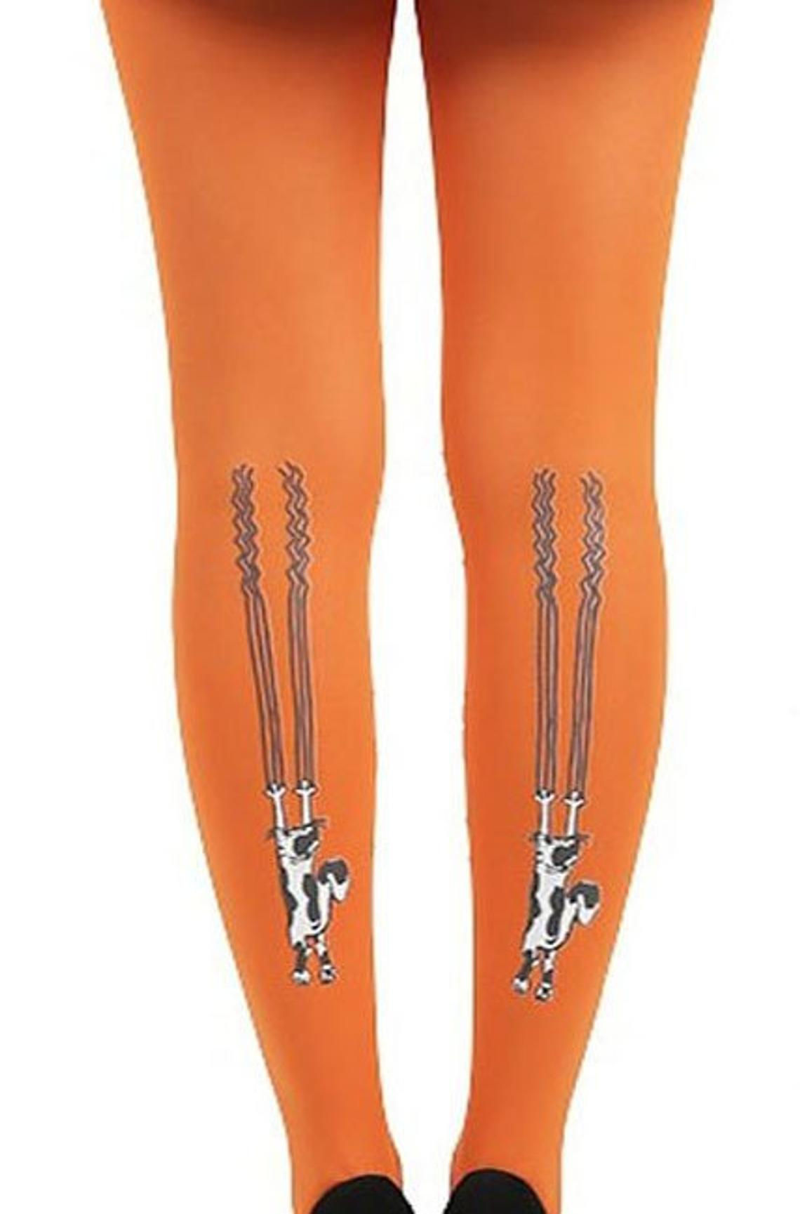 Orange Opaque Tights Cats For Women