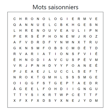 Mots mêlés, mots saisonniers !