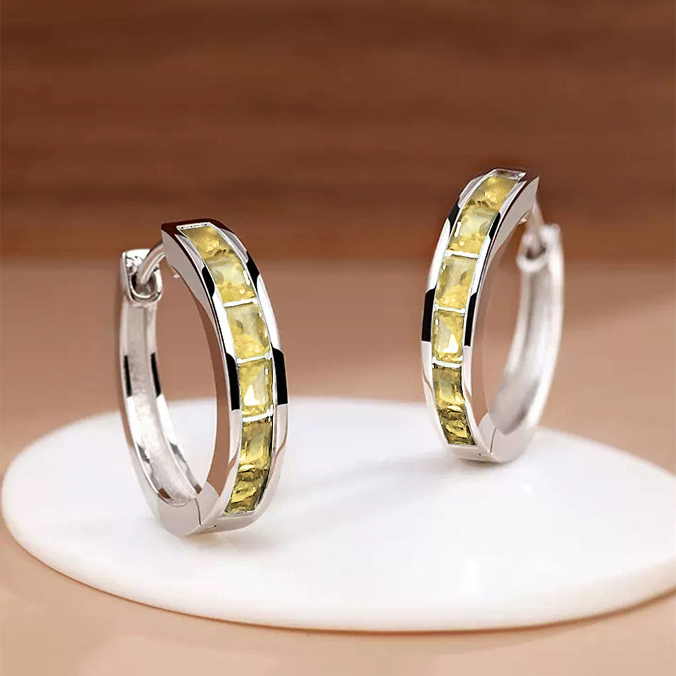 Thumbnail: Huitan Classic Design Women Hoop Earrings Full with Princess Square CZ Simple an